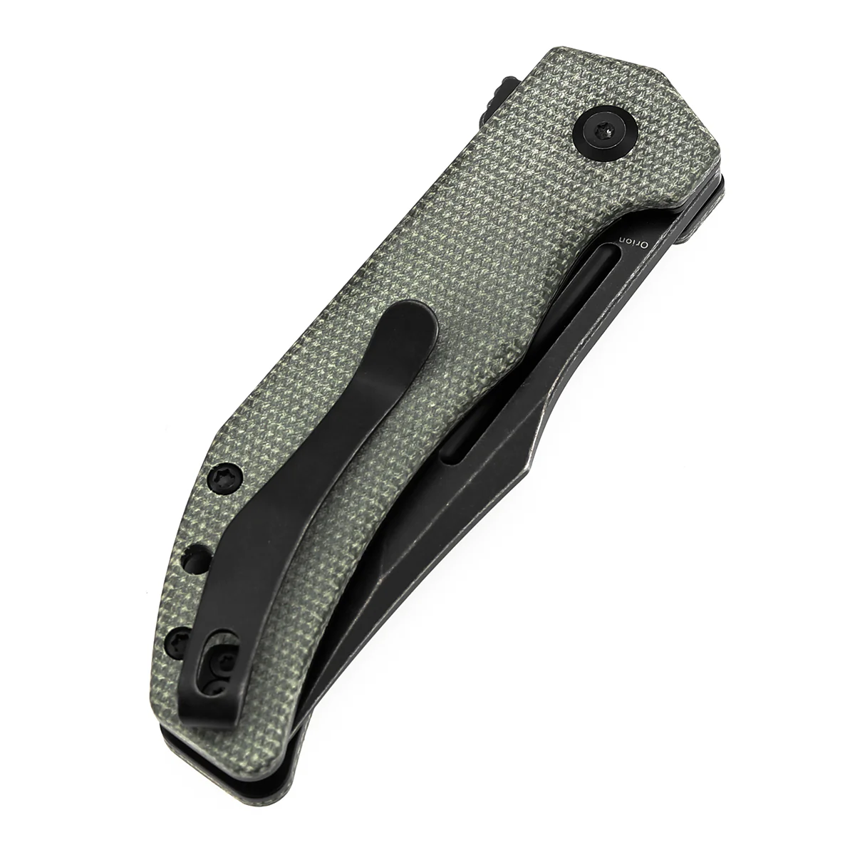 Tenable Orion Flipper Folding Knife | Green Micarta Handle | 3.07" Blackwashed 14C28N | JB Stout Design | B1089A3 - Image 7