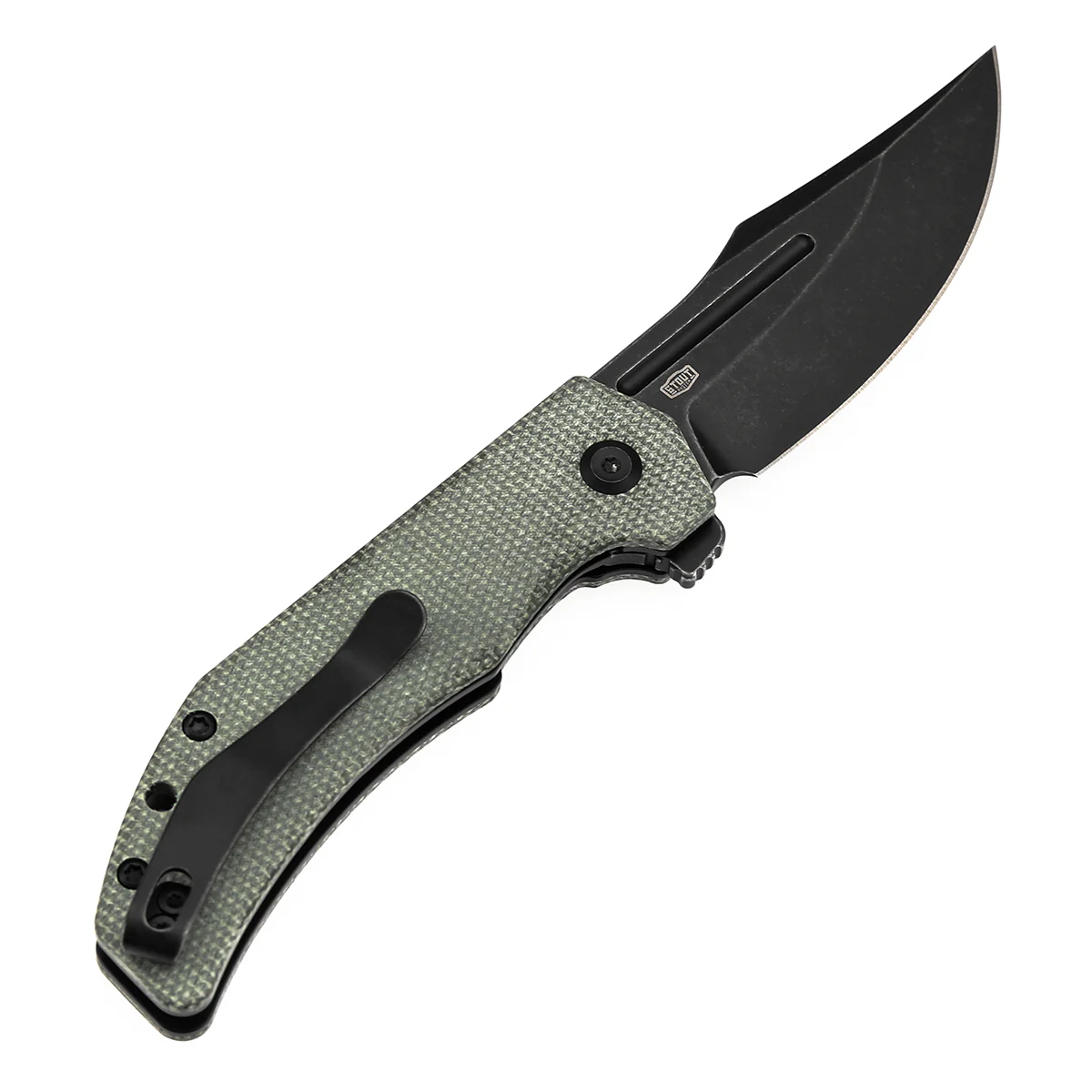 Tenable Orion Flipper Folding Knife | Green Micarta Handle | 3.07" Blackwashed 14C28N | JB Stout Design | B1089A3 - Image 8