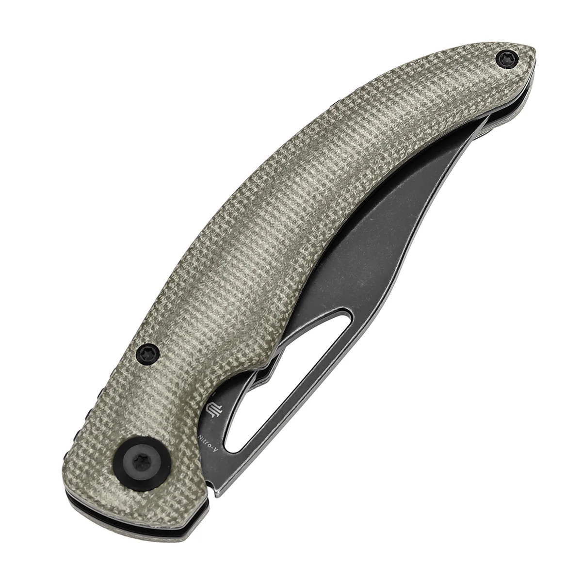 Tenable Gideon Folding Knife - 3.5'' Blackwash Nitro V Blade -Green Micarta Handle - Dead Sober Design - T1119A6 - Image 6