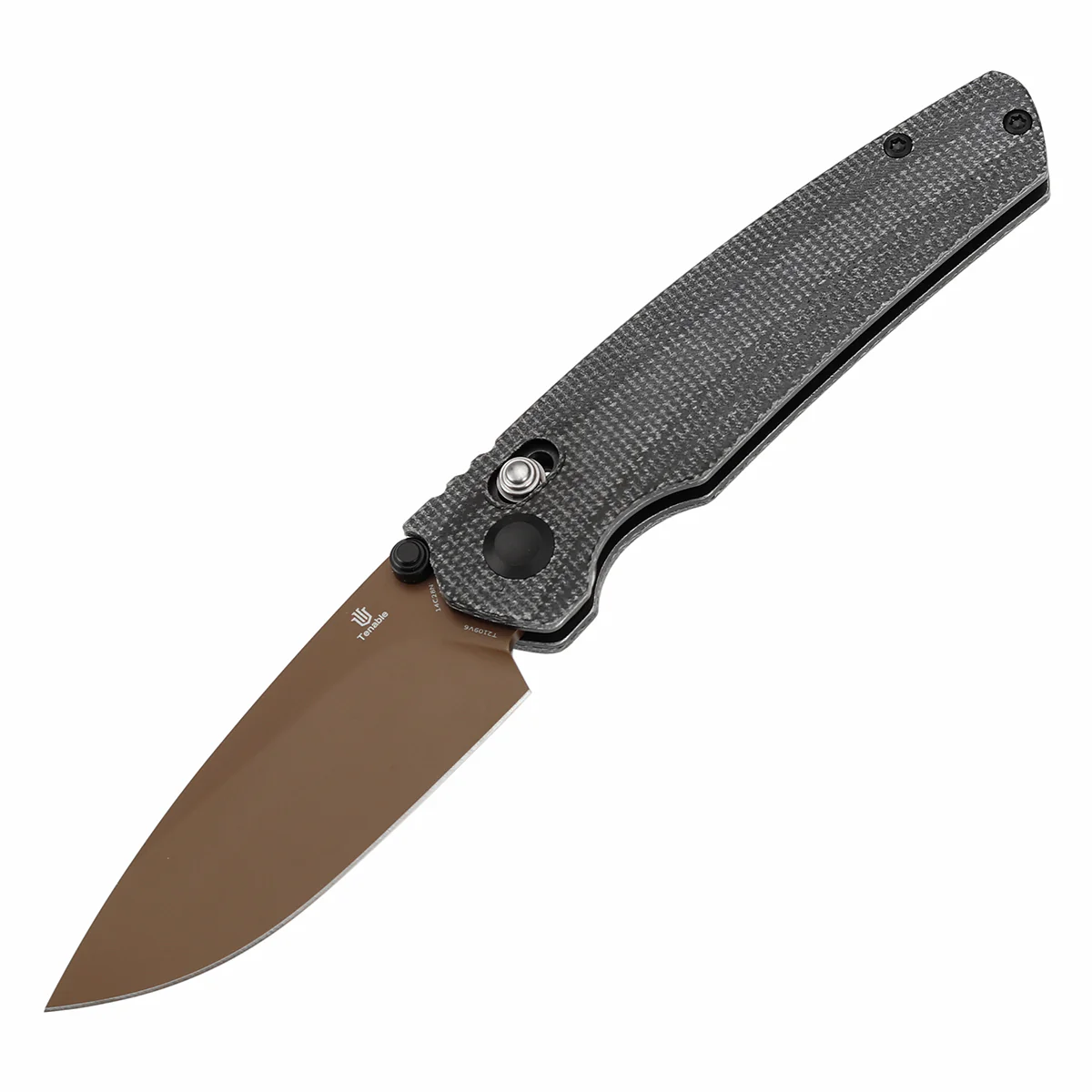 Tenable Raven Cross Bar Lock Folding Knife | 3.14" Rose Gold Coated 14C28N Blade| Black Micarta Handle | Black Bird Blades Design - T2109V6 - Image 2