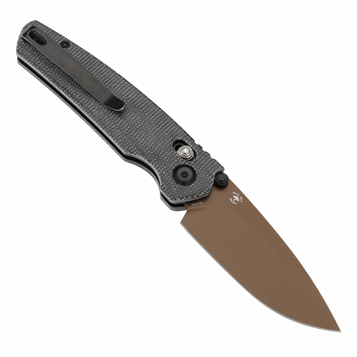 Tenable Raven Cross Bar Lock Folding Knife | 3.14" Rose Gold Coated 14C28N Blade| Black Micarta Handle | Black Bird Blades Design - T2109V6 - Image 3