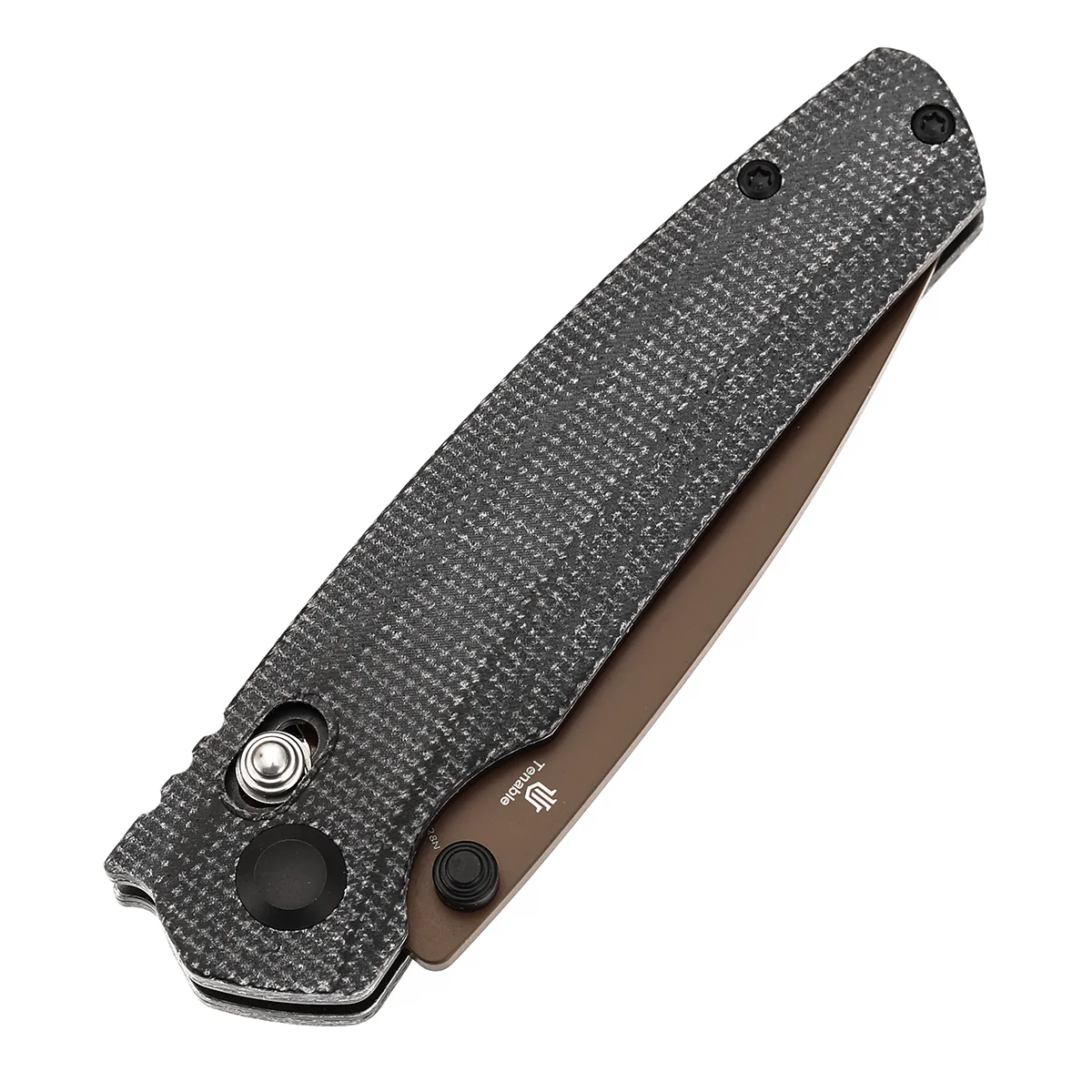 Tenable Raven Cross Bar Lock Folding Knife | 3.14" Rose Gold Coated 14C28N Blade| Black Micarta Handle | Black Bird Blades Design - T2109V6 - Image 6