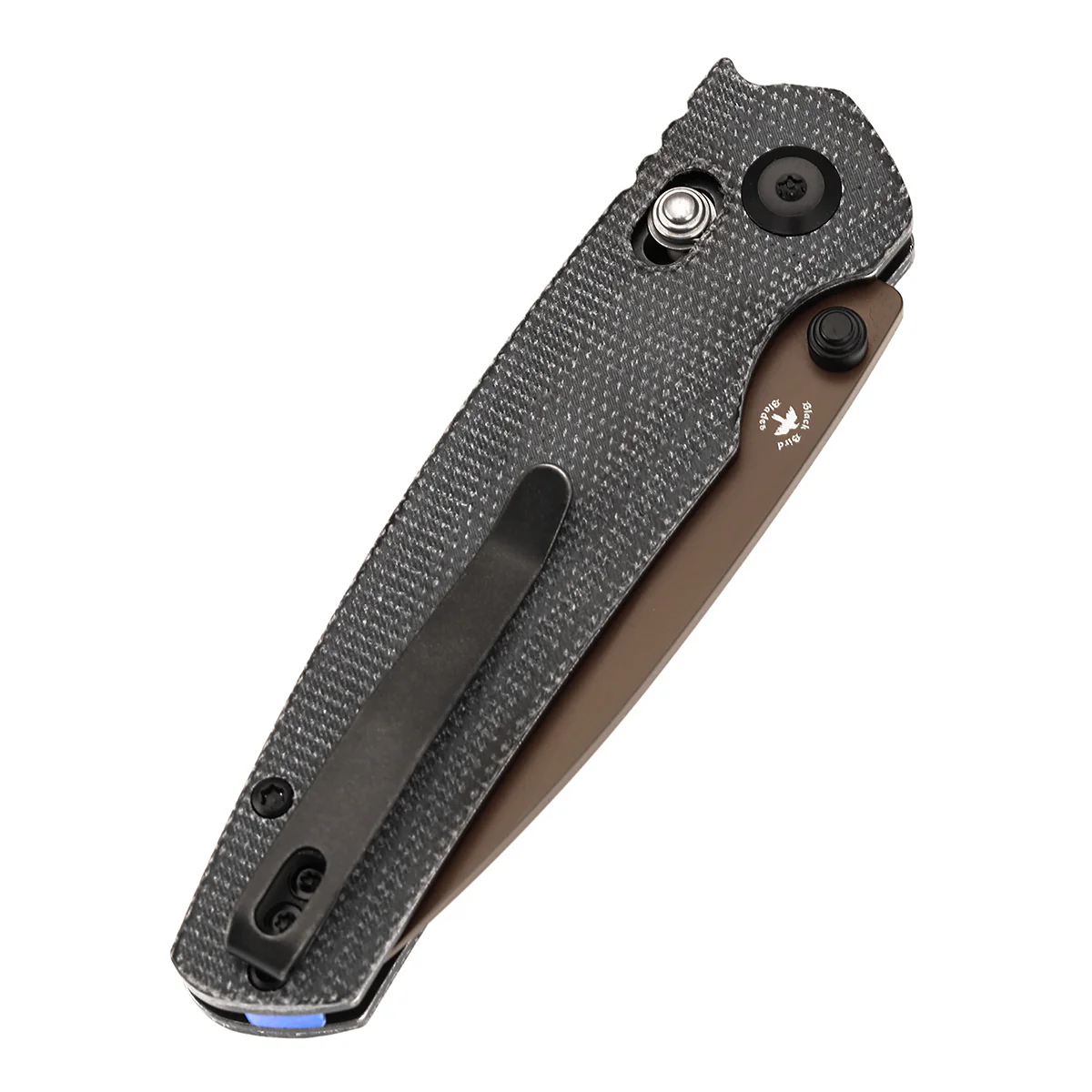 Tenable Raven Cross Bar Lock Folding Knife | 3.14" Rose Gold Coated 14C28N Blade| Black Micarta Handle | Black Bird Blades Design - T2109V6 - Image 7