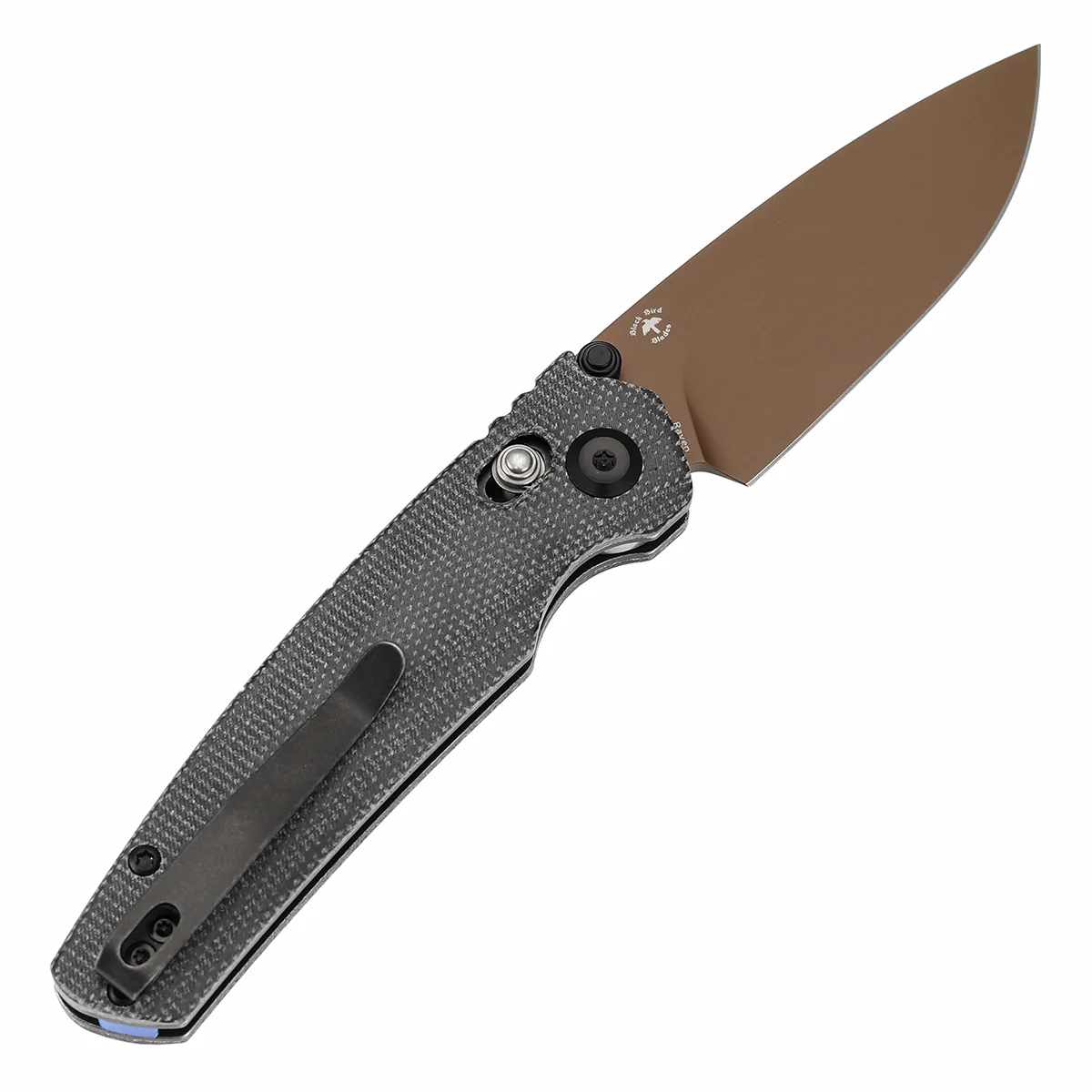 Tenable Raven Cross Bar Lock Folding Knife | 3.14" Rose Gold Coated 14C28N Blade| Black Micarta Handle | Black Bird Blades Design - T2109V6 - Image 8