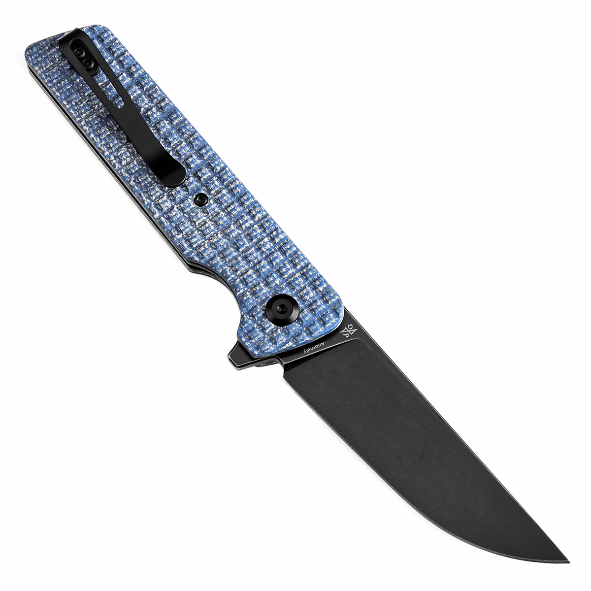 Tenable Anomaly Folding Knife Blue Micarta with Frag Pattern Handle (3.14'' Blackwash Nitro-V Blade) Pinkerton Knives Design-T2038A3 - Image 3