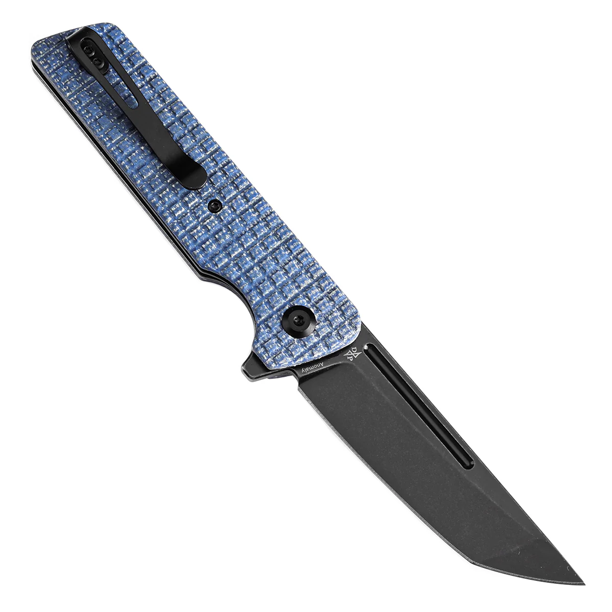 Tenable Anomaly Folding Knife Blue Micarta with Frag Pattern Handle (3.14'' Blackwash Nitro-V Tanto Blade) Pinkerton Knives Design-T2038T3 - Image 3