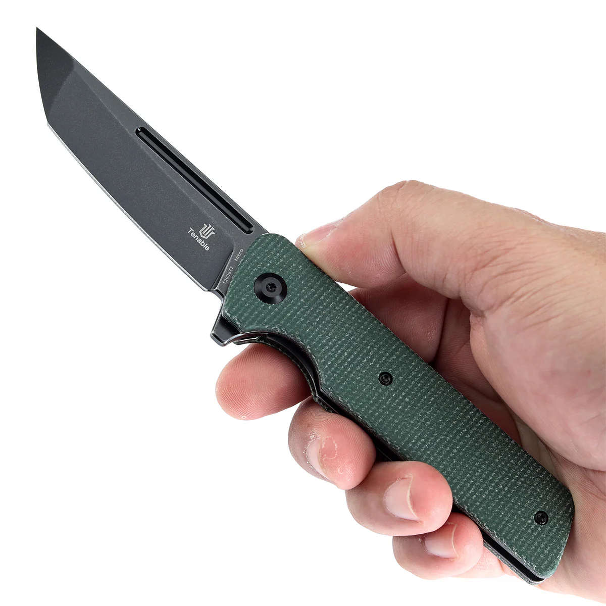 Tenable Anomaly Folding Knife Green Micarta Handle (3.14'' Blackwash Nitro-V Tanto Blade) Pinkerton Knives Design-T2038T2 - Image 10