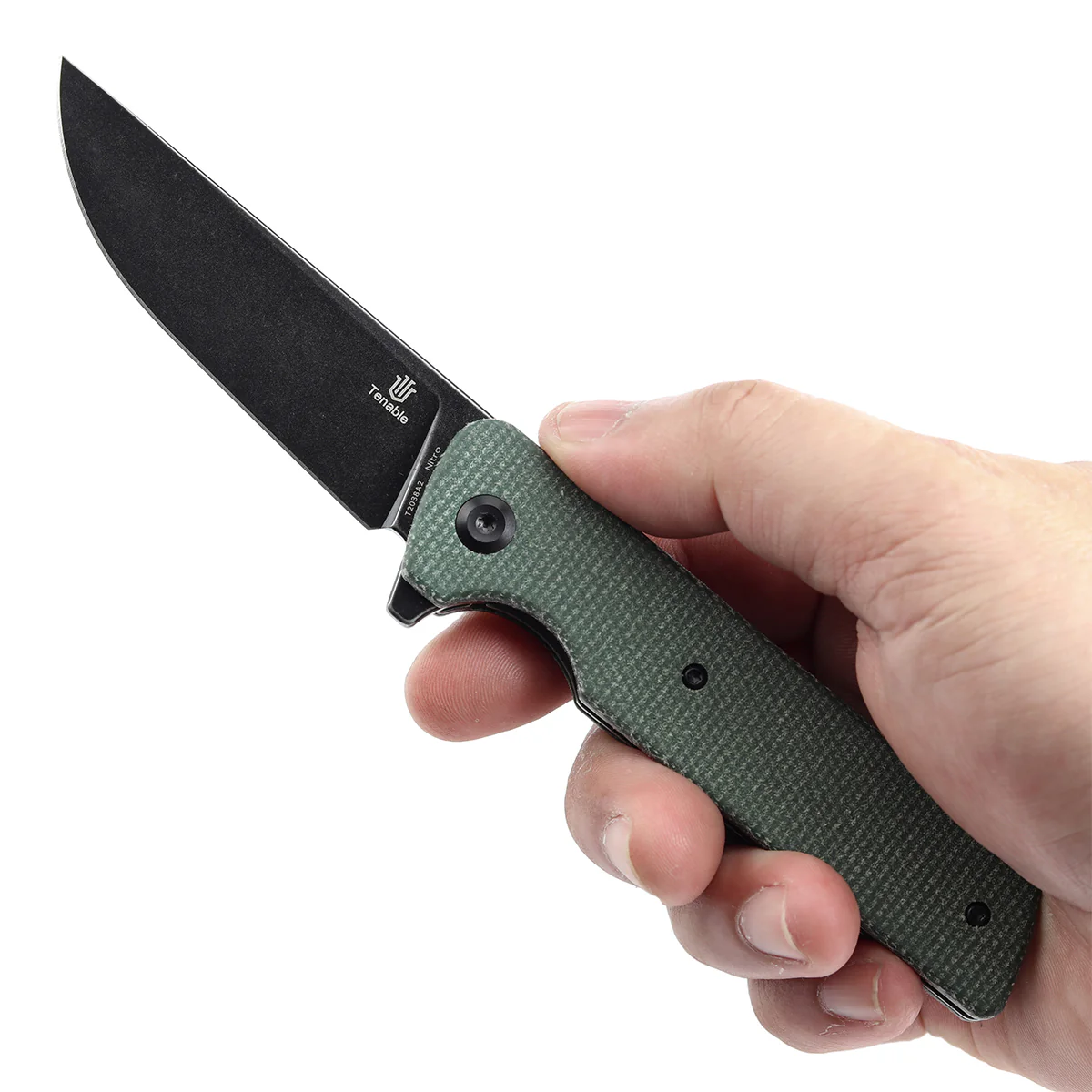 Tenable Anomaly Folding Knife Green Micarta Handle (3.14'' Blackwash Nitro-V Blade) Pinkerton Knives Design-T2038A2 - Image 10