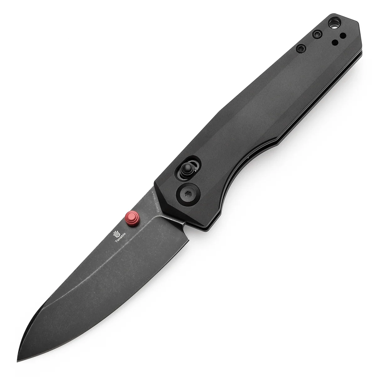 Tenable Beaver Cross Bar Lock Folding Knife Black Anodized Aluminum Handle (3.44'' Blackwash Nitro-V Blade) Kim Ning Design-T1105V5 - Image 2