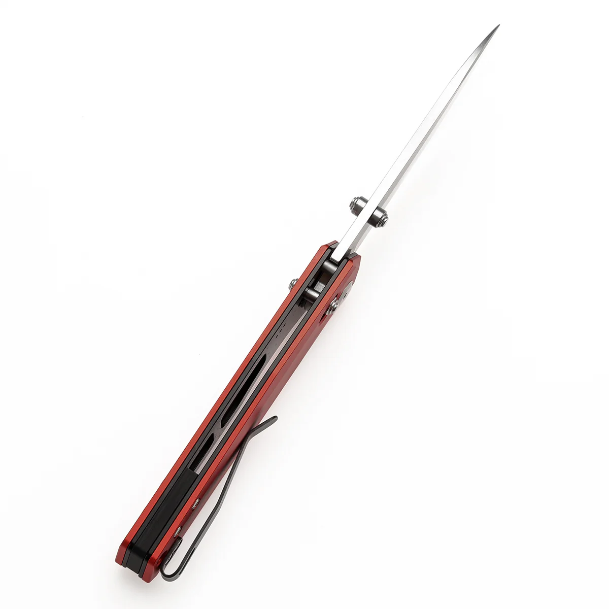 Tenable Beaver Cross Bar Lock Folding Knife Dark Red Anodized Aluminum Handle (3.44'' Stonewashed Nitro-V Blade) Kim Ning Design-T1105V3 - Image 5