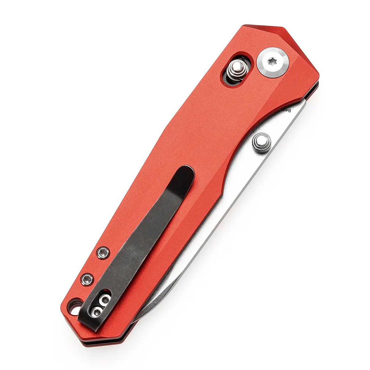 Tenable Beaver Cross Bar Lock Folding Knife Dark Red Anodized Aluminum Handle (3.44'' Stonewashed Nitro-V Blade) Kim Ning Design-T1105V3 - Image 7