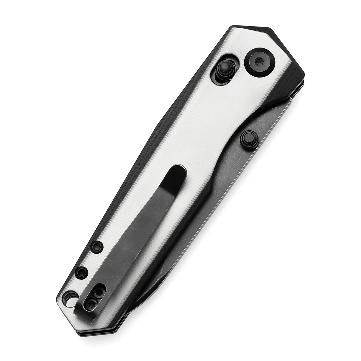 Tenable Beaver Cross Bar Lock Folding Knife Ivory White and Black G10 Handle (3.44'' Blackwash Nitro-V Blade) Kim Ning Design-T1105V2 - Image 7