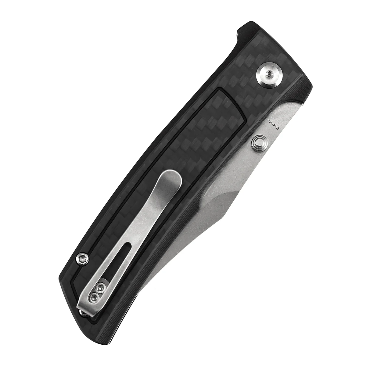 Tenable Bison Folding Knife | 3.24'' Stonewashed Nitro V Blade | Twill Carbon FIber & G10 Handle | Ray Laconico Knives Design | B2108A4 - Image 7