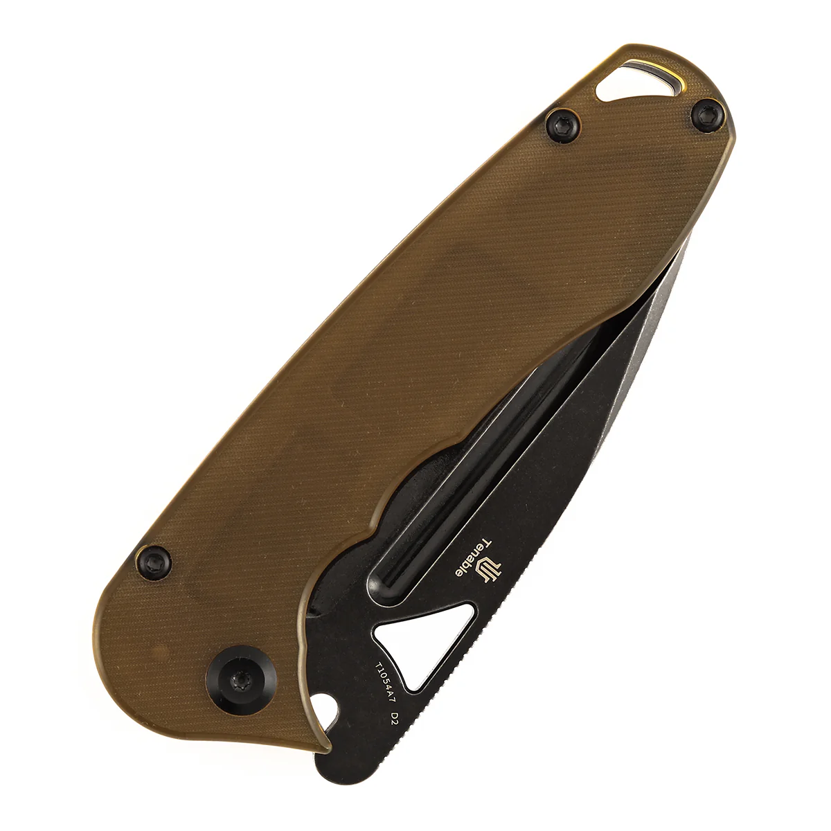 Tenable Bömbur Folding Knife Amber PEI Handle (3.53'' Blackwashed Blade) Midgards Messer Design--T1054A7 - Image 6