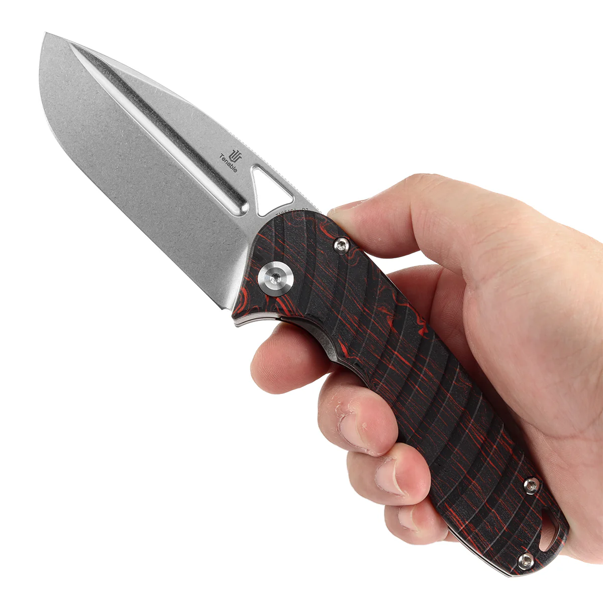 Tenable Bömbur Folding Knife Black and Red G-mascus Handle (3.53'' Stonewashed D2 Blade) Midgards Messer Design--T1054C1 - Image 10