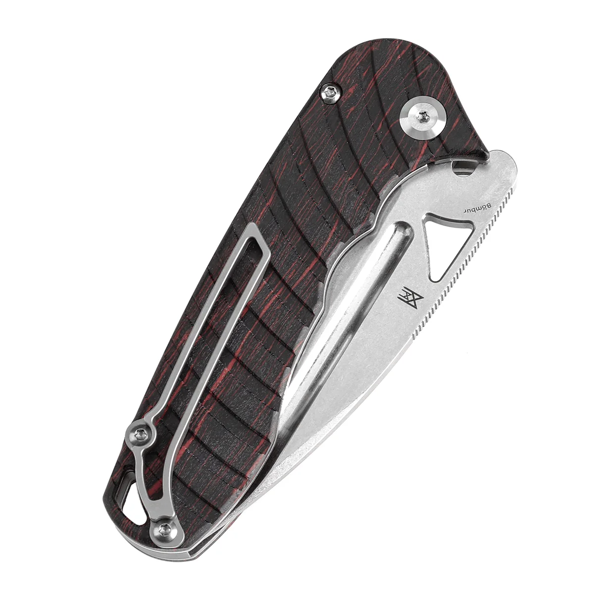 Tenable Bömbur Folding Knife Black and Red G-mascus Handle (3.53'' Stonewashed D2 Blade) Midgards Messer Design--T1054C1 - Image 8