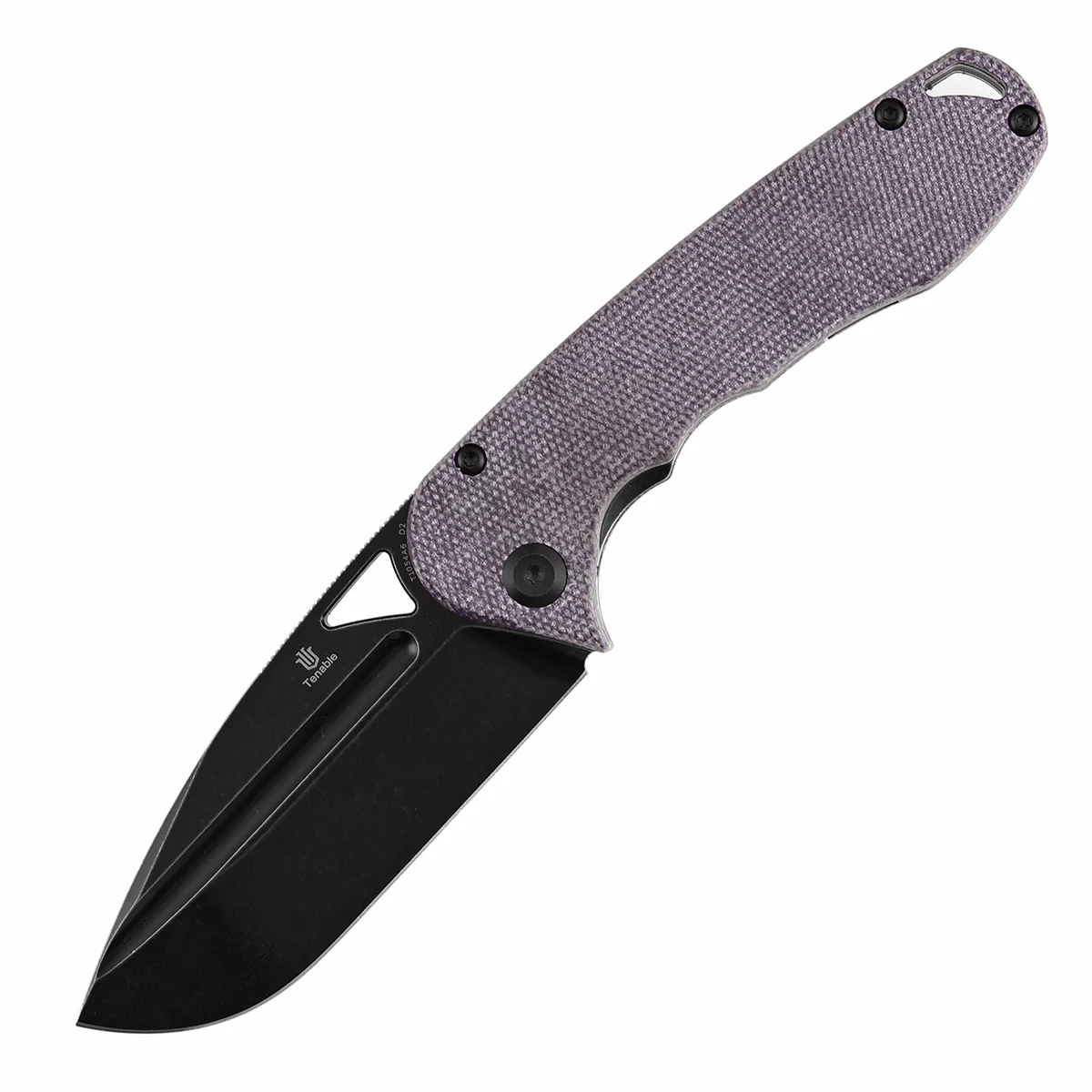 Tenable Bömbur Folding Knife Purple Micarta Handle (3.53'' Blackwashed D2 Blade) Midgards Messer Design--T1054A6 - Image 2
