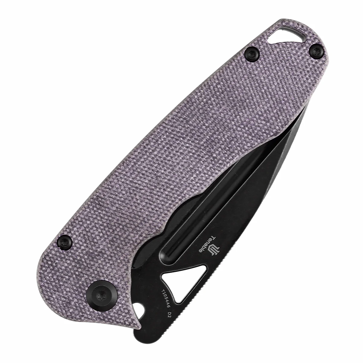 Tenable Bömbur Folding Knife Purple Micarta Handle (3.53'' Blackwashed D2 Blade) Midgards Messer Design--T1054A6 - Image 6