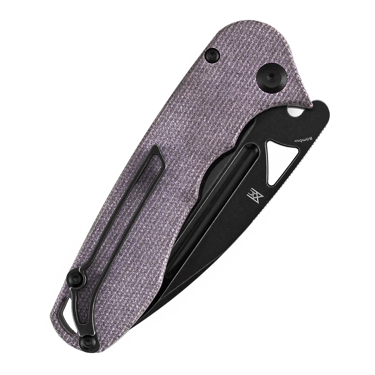 Tenable Bömbur Folding Knife Purple Micarta Handle (3.53'' Blackwashed D2 Blade) Midgards Messer Design--T1054A6 - Image 7