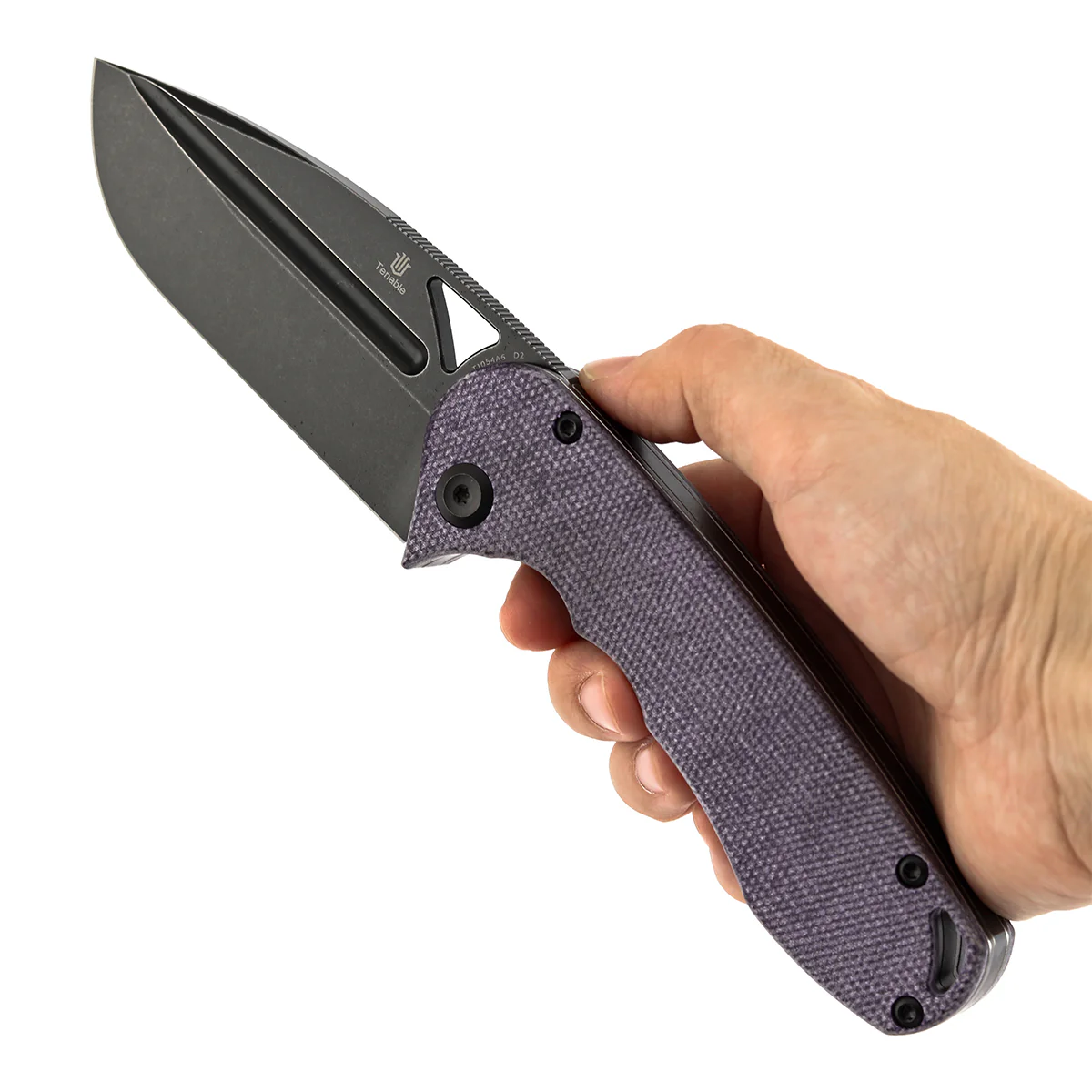 Tenable Bömbur Folding Knife Purple Micarta Handle (3.53'' Blackwashed D2 Blade) Midgards Messer Design--T1054A6 - Image 9