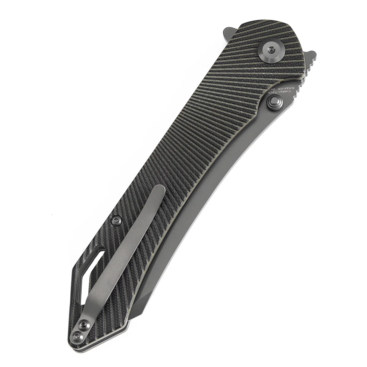 Tenable Colibri Tech Folding Knife Black and Green G10 Handle (4.34'' Gray TiCn Coated Nitro V Blade) Kmaxrom Design-T1060A2 - Image 7