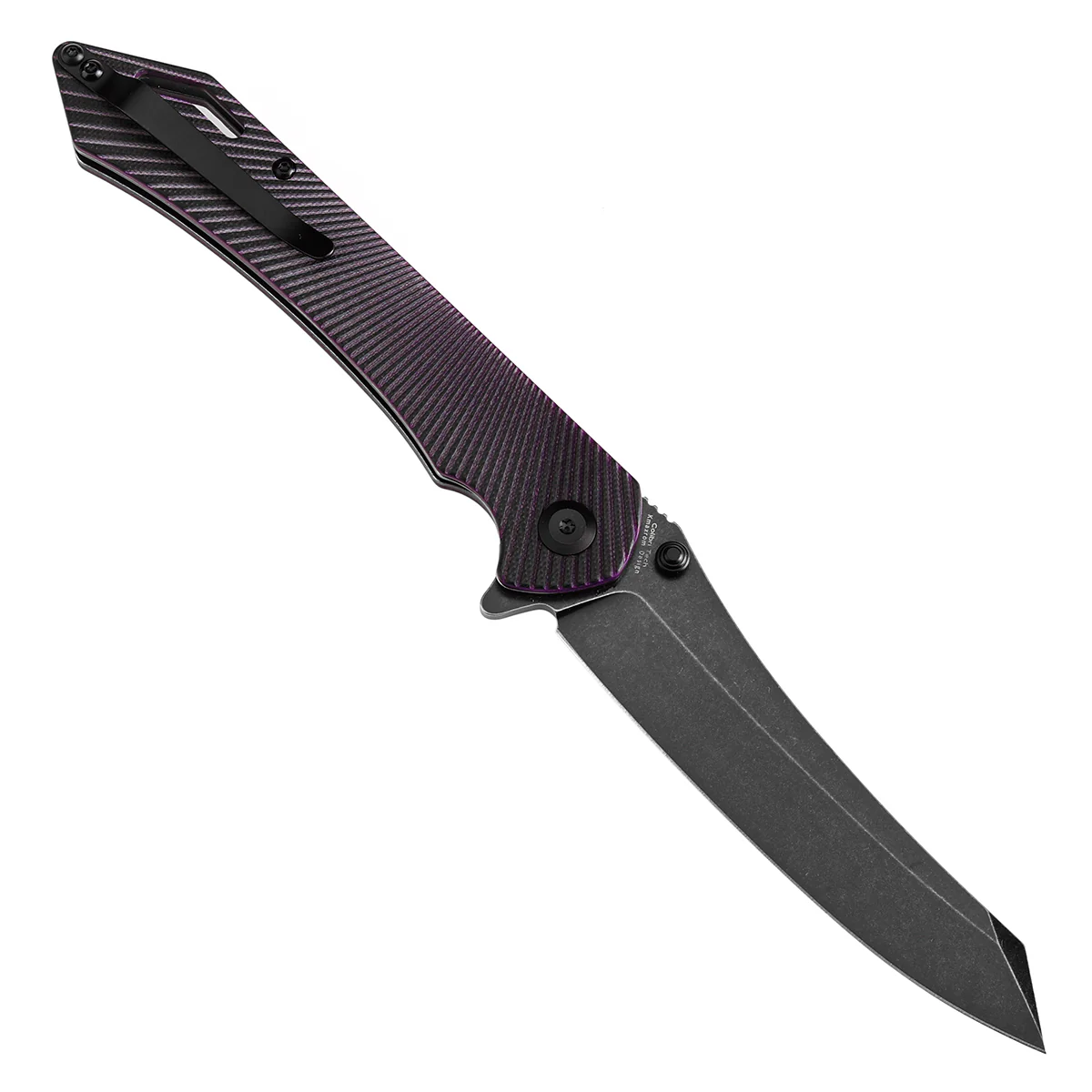 Tenable Colibri Tech Folding Knife Black and Purple G10 Handle (4.34'' Blackwash Nitro V Blade) Kmaxrom Design Design--T1060A3 - Image 3