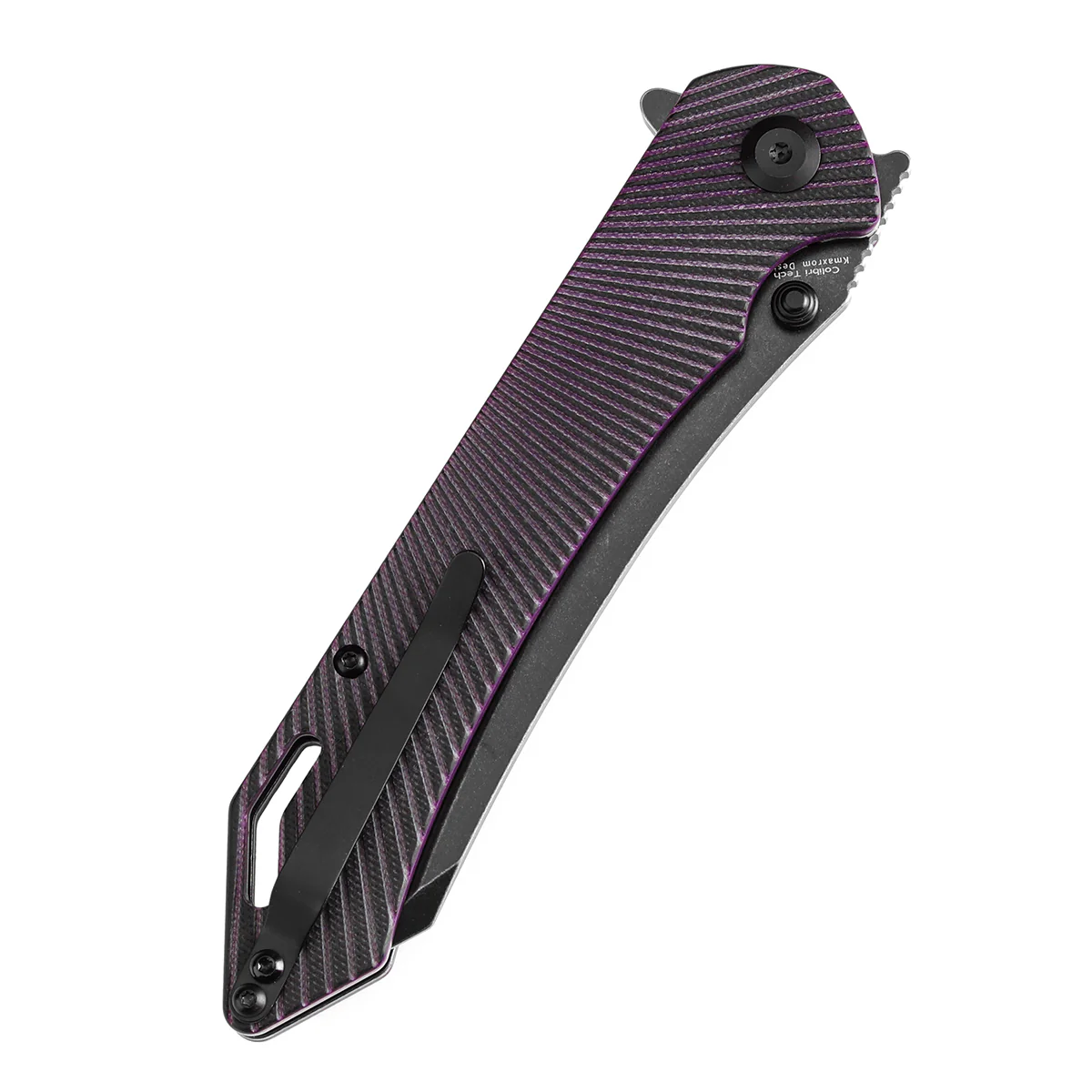 Tenable Colibri Tech Folding Knife Black and Purple G10 Handle (4.34'' Blackwash Nitro V Blade) Kmaxrom Design Design--T1060A3 - Image 7