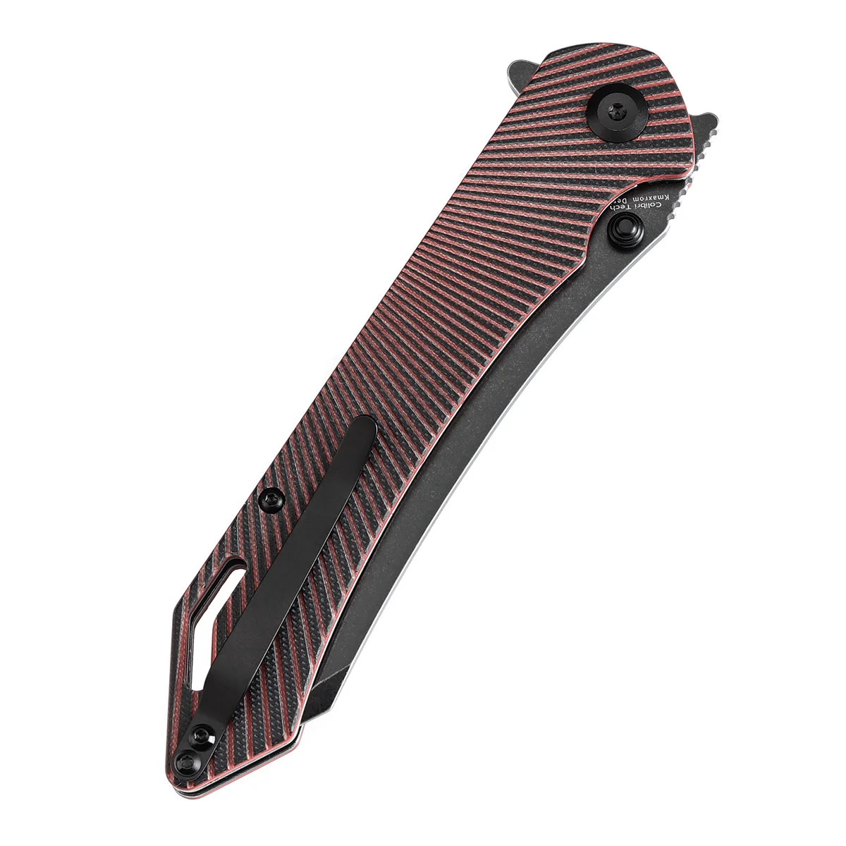 Tenable Colibri Tech Folding Knife Black and Red G10 Handle (4.34'' Blackwash Nitro V Blade) Kmaxrom Design-T1060A1 - Image 7