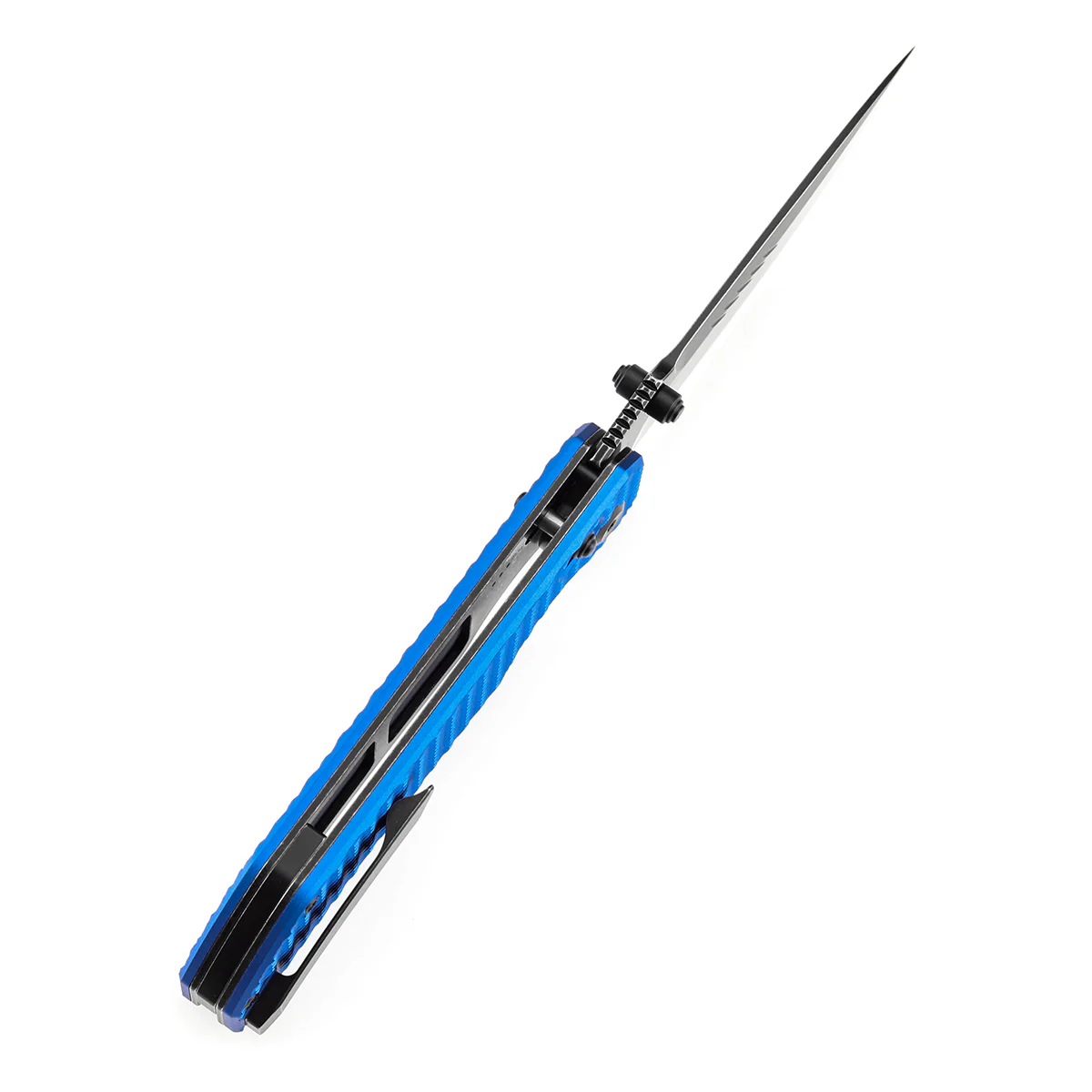 Tenable Eaglestrike | Cross Bar Lock | 3.73'' Black Stonewashed Nitro V Blade | Blue Anodized Aluminum with Diamond Pattern Handle | James Lowe Design-B1095V6 - Image 5