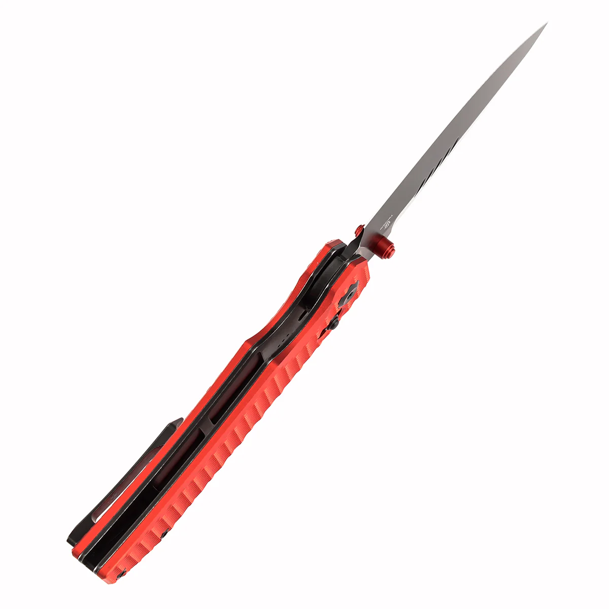 Christmas | Tenable Eaglestrike - Cross Bar Lock - 3.73'' Black Stonewashed Nitro V Blade - Red Anodized Aluminum with Diamond Texture Handle - James Lowe Design-B1095V7 - Image 4