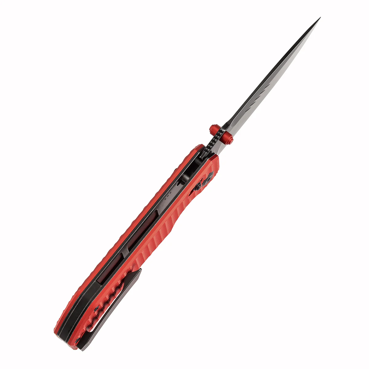 Christmas | Tenable Eaglestrike - Cross Bar Lock - 3.73'' Black Stonewashed Nitro V Blade - Red Anodized Aluminum with Diamond Texture Handle - James Lowe Design-B1095V7 - Image 5