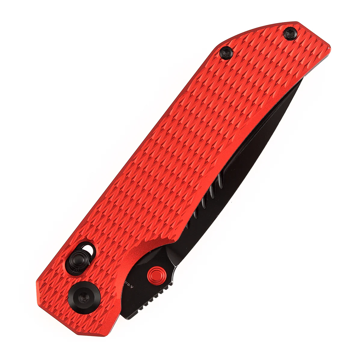 Christmas | Tenable Eaglestrike - Cross Bar Lock - 3.73'' Black Stonewashed Nitro V Blade - Red Anodized Aluminum with Diamond Texture Handle - James Lowe Design-B1095V7 - Image 6
