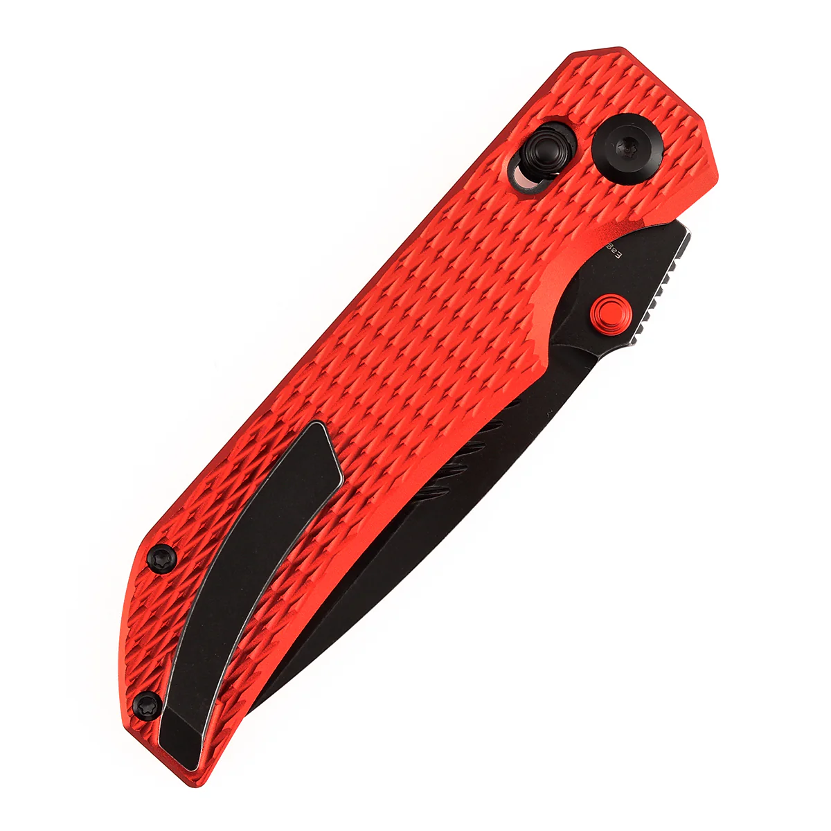 Christmas | Tenable Eaglestrike - Cross Bar Lock - 3.73'' Black Stonewashed Nitro V Blade - Red Anodized Aluminum with Diamond Texture Handle - James Lowe Design-B1095V7 - Image 7