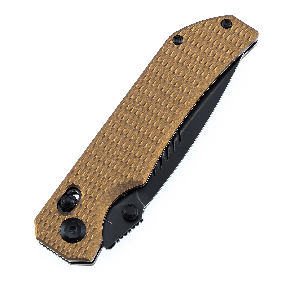 Tenable Eaglestrike | Cross Bar Lock | 3.73'' Black Stonewashed Nitro V Blade |Bronze Anodized Aluminum with Diamond Pattern Handle | James Lowe Design-B1095V5 - Image 6