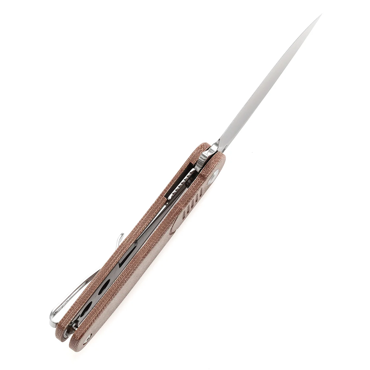 Tenable Einar Folding Knife Brown Micarta Handle (3.13'' Stonewashed Nitro-V Blade) Justin Lundquist Design-T2072A5 - Image 4