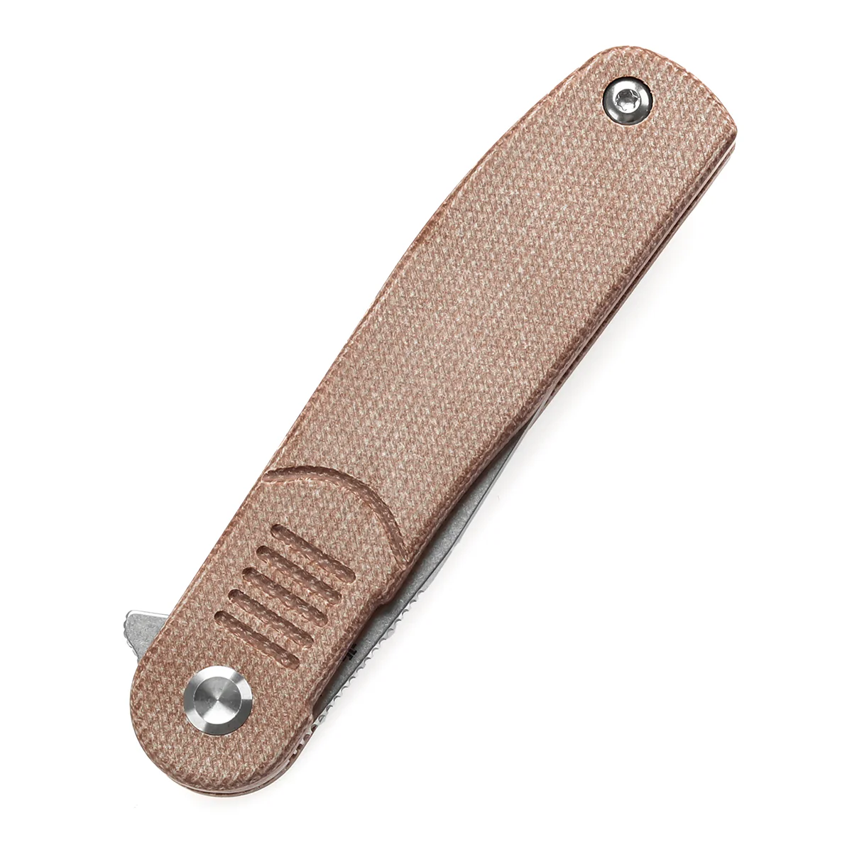 Tenable Einar Folding Knife Brown Micarta Handle (3.13'' Stonewashed Nitro-V Blade) Justin Lundquist Design-T2072A5 - Image 6
