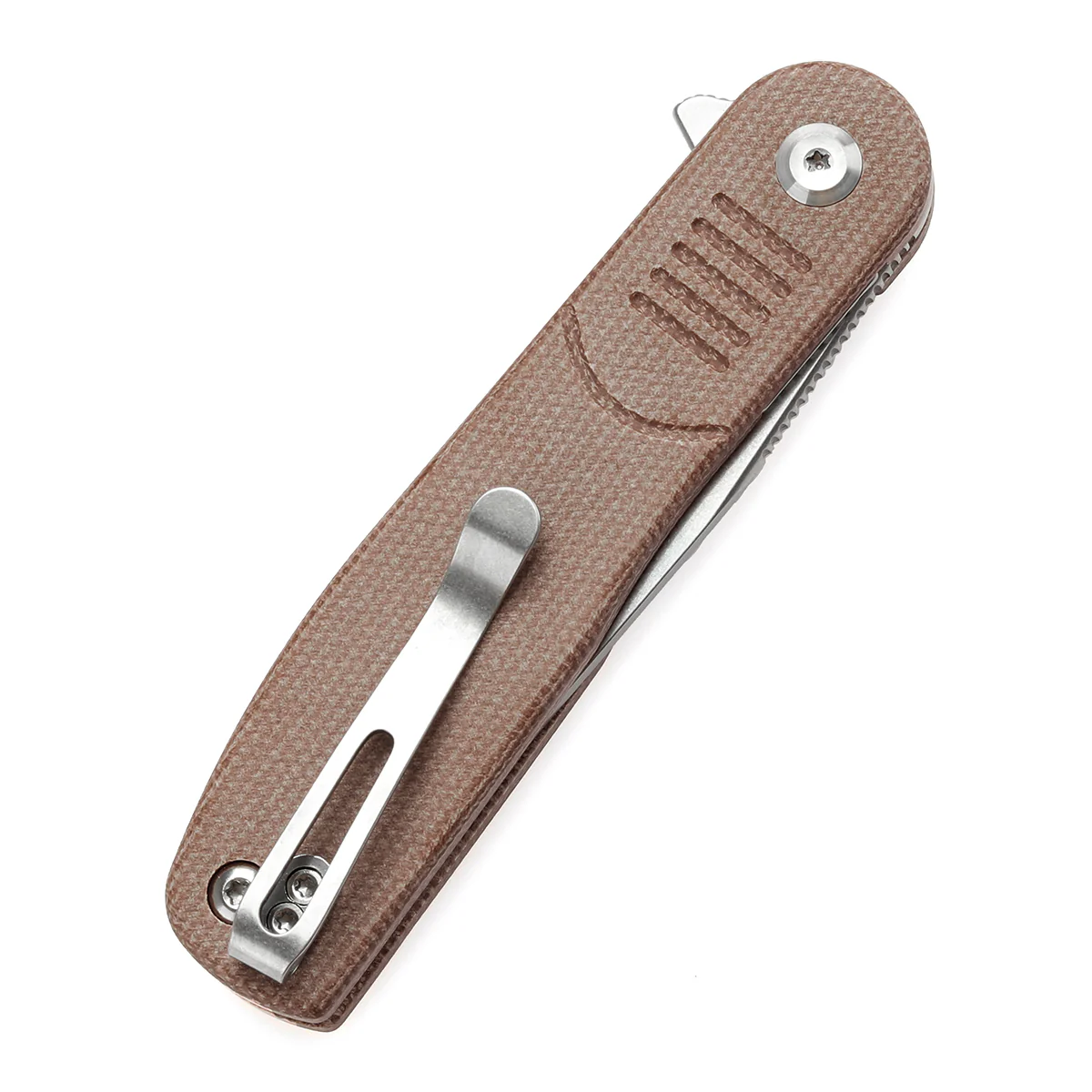 Tenable Einar Folding Knife Brown Micarta Handle (3.13'' Stonewashed Nitro-V Blade) Justin Lundquist Design-T2072A5 - Image 7