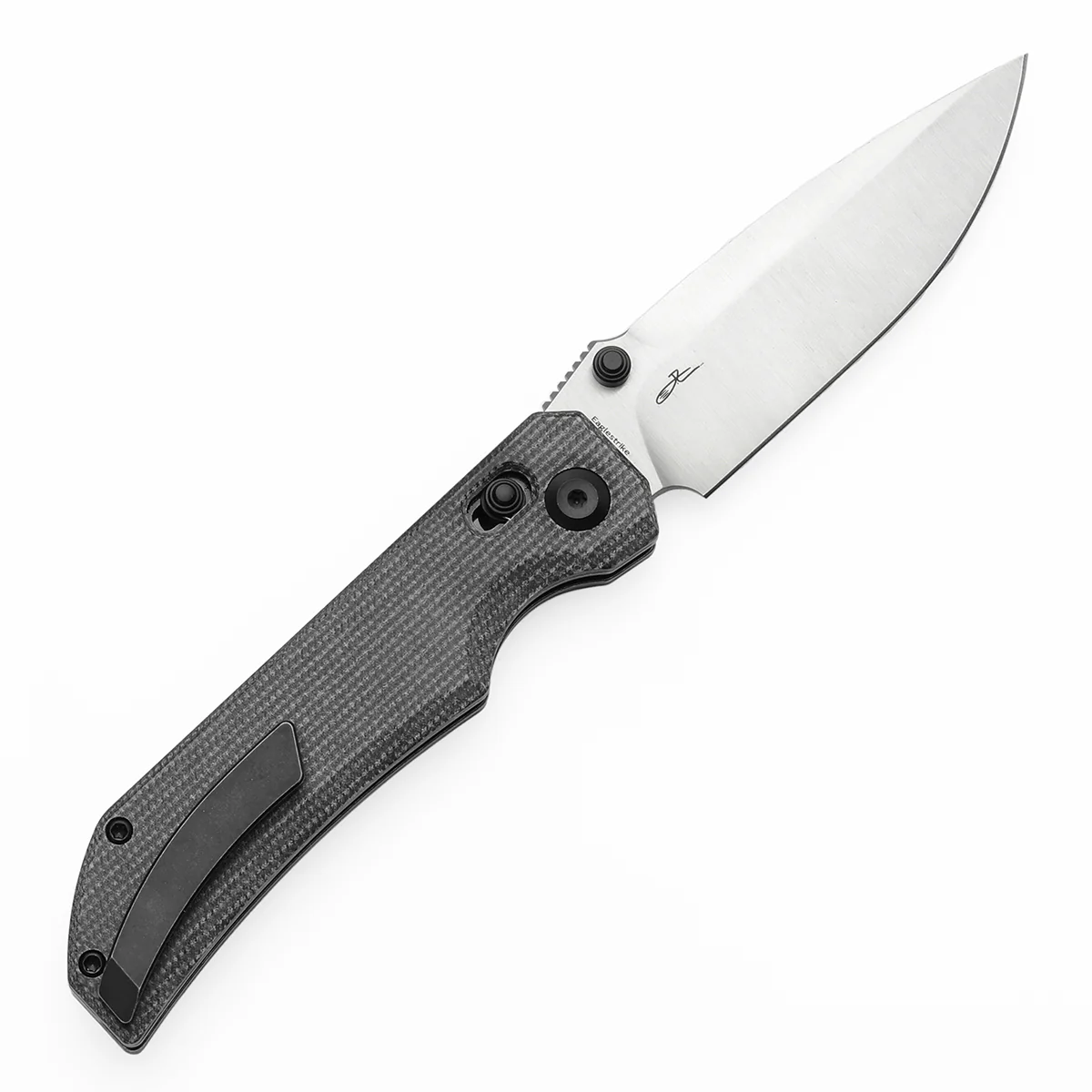 Tenable Eaglestrike Cross Bar Lock Folding Knife Black Micarta Handle (3.73'' Satin Nitro-V Blade) James Lowe Design-T1095V1 - Image 8
