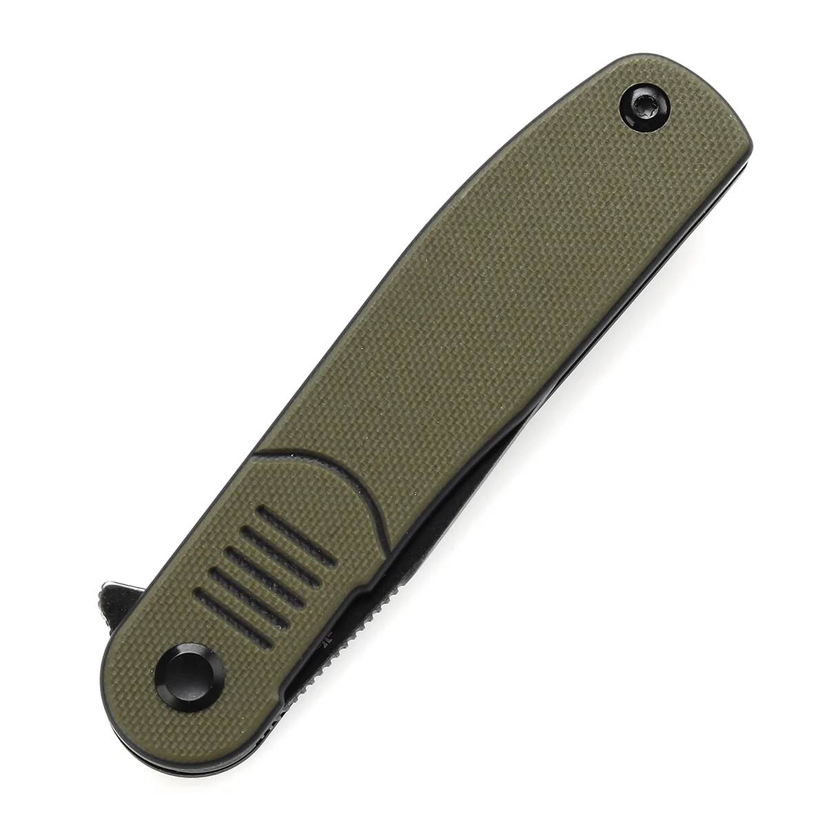 Tenable Einar Folding Knife Olive Green & Black G10 Handle (3.13'' Blackwash Nitro-V Blade) Justin Lundquist Design-T2072A1 - Image 6