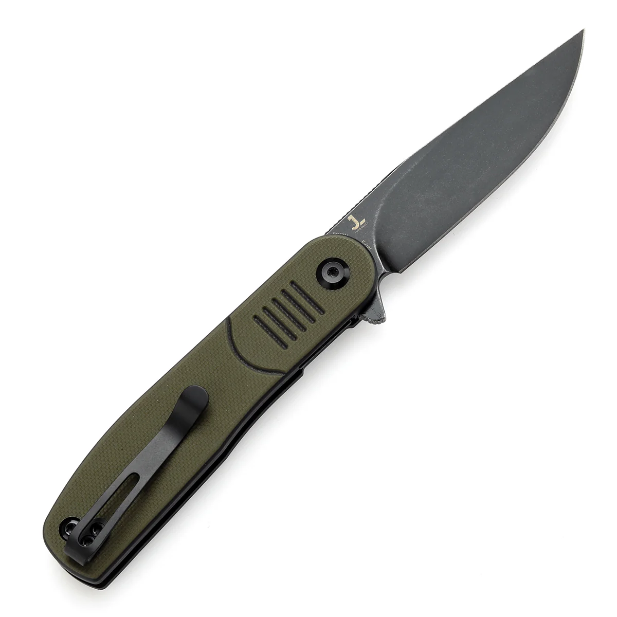 Tenable Einar Folding Knife Olive Green & Black G10 Handle (3.13'' Blackwash Nitro-V Blade) Justin Lundquist Design-T2072A1 - Image 8