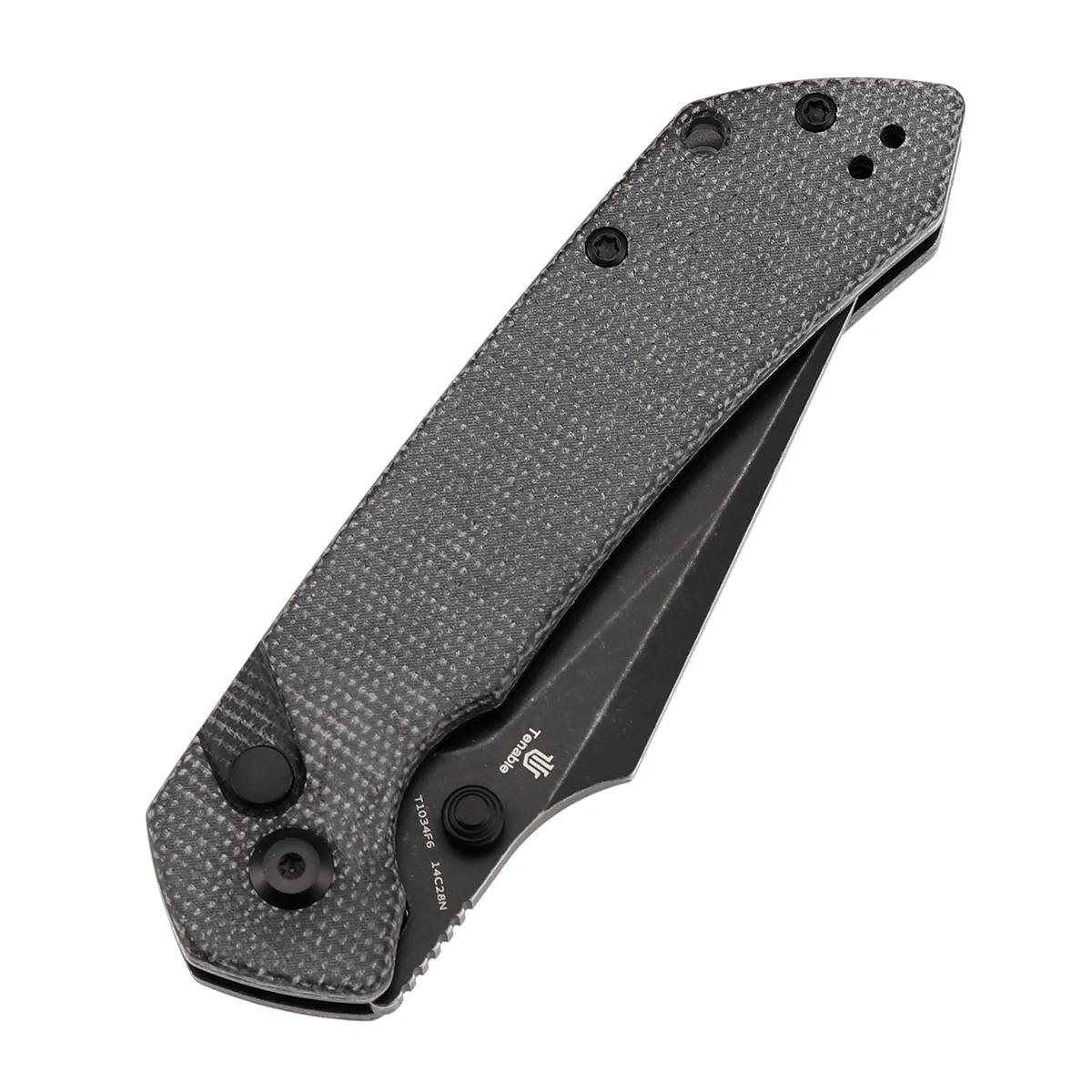 Tenable Fenrir Button Lock Knife | Black Micarta Handle | 3.45" blackwashed 14C28N | Sparrow Knife Design | T1034F6 - Image 6