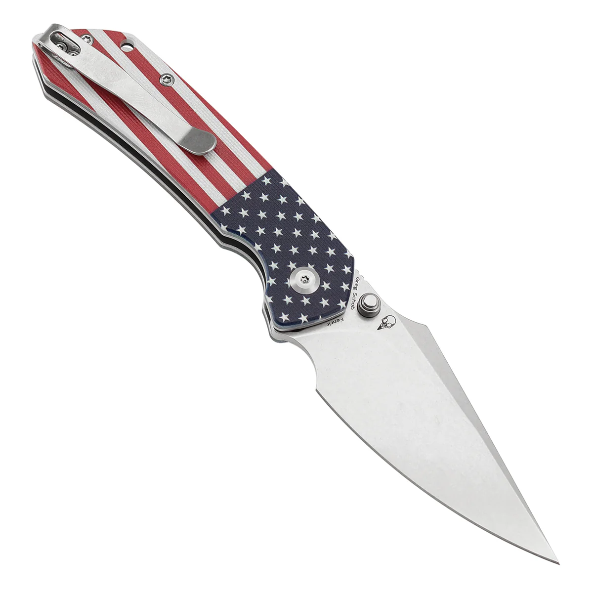 Tenable Fenrir Button Lock Knife | Jade G10 with American Flag Handle | 3.45" Stonewashed 14C28N | Sparrow Knife Design | T1034F8 - Image 3