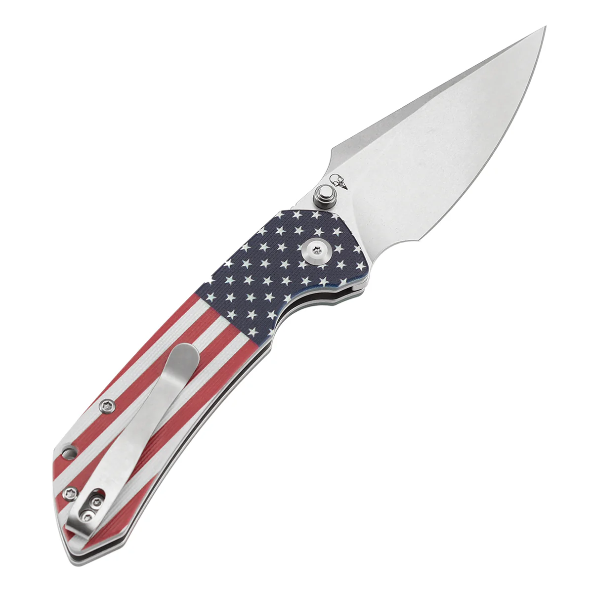 Tenable Fenrir Button Lock Knife | Jade G10 with American Flag Handle | 3.45" Stonewashed 14C28N | Sparrow Knife Design | T1034F8 - Image 8