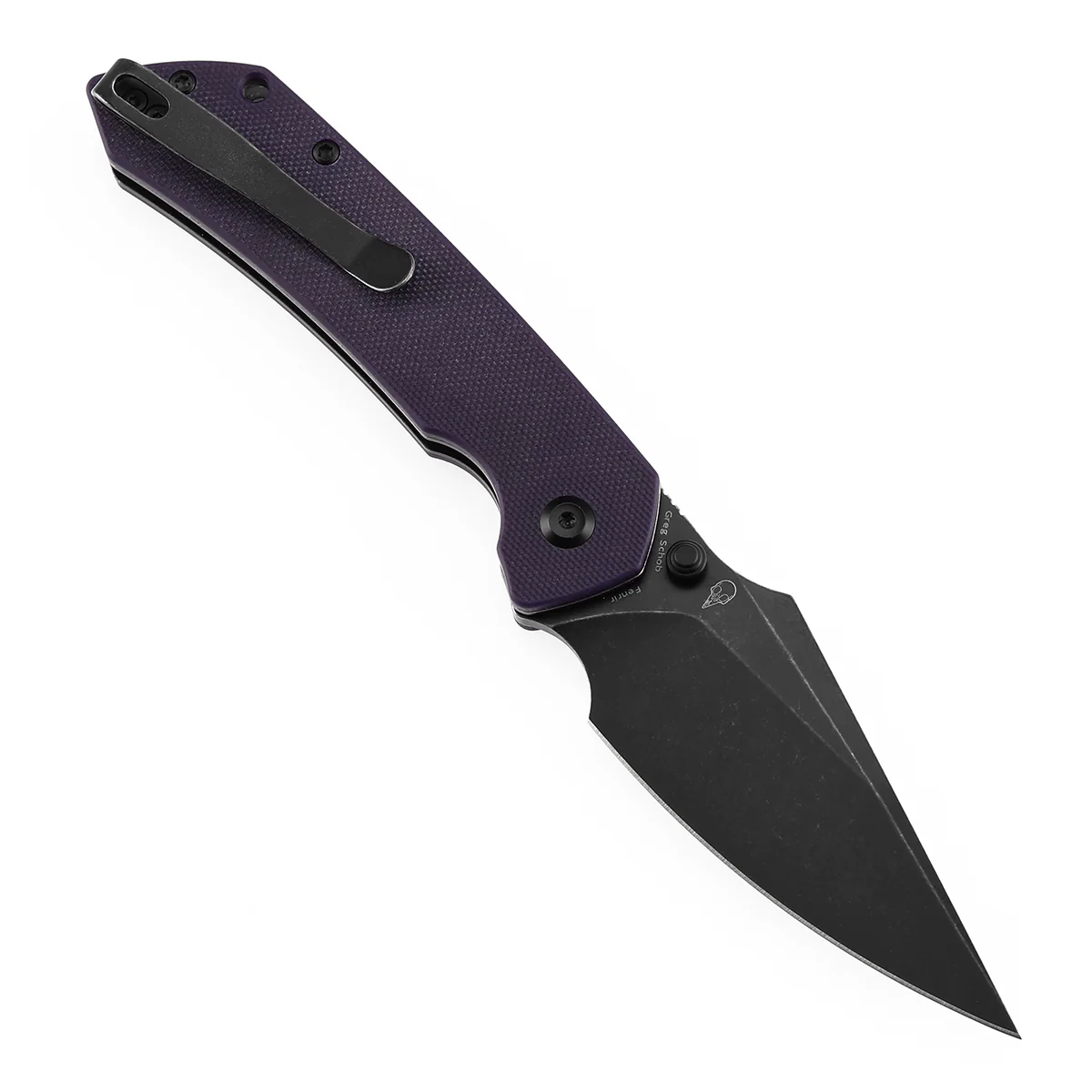 Tenable Fenrir Button Lock Knife | Purple G10 Handle | 3.45" blackwashed 14C28N | Sparrow Knife Design | T1034F10 - Image 3