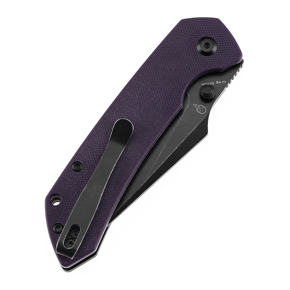 Tenable Fenrir Button Lock Knife | Purple G10 Handle | 3.45" blackwashed 14C28N | Sparrow Knife Design | T1034F10 - Image 7