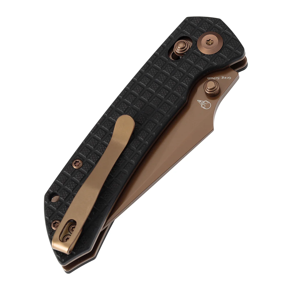 Tenable Fenrir Cross Bar Lock Folding Knife| Black G10 with Frag Pattern| 3.48" Rose Gold Coated Nitro-V Blade | Sparrow Knife Design | T1034V8 - Image 7