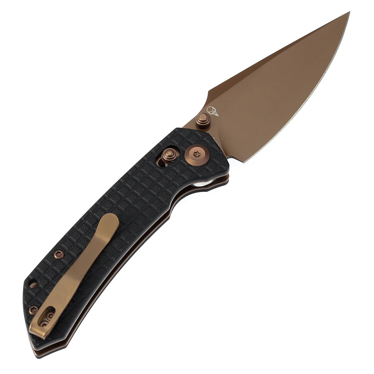Tenable Fenrir Cross Bar Lock Folding Knife| Black G10 with Frag Pattern| 3.48" Rose Gold Coated Nitro-V Blade | Sparrow Knife Design | T1034V8 - Image 8