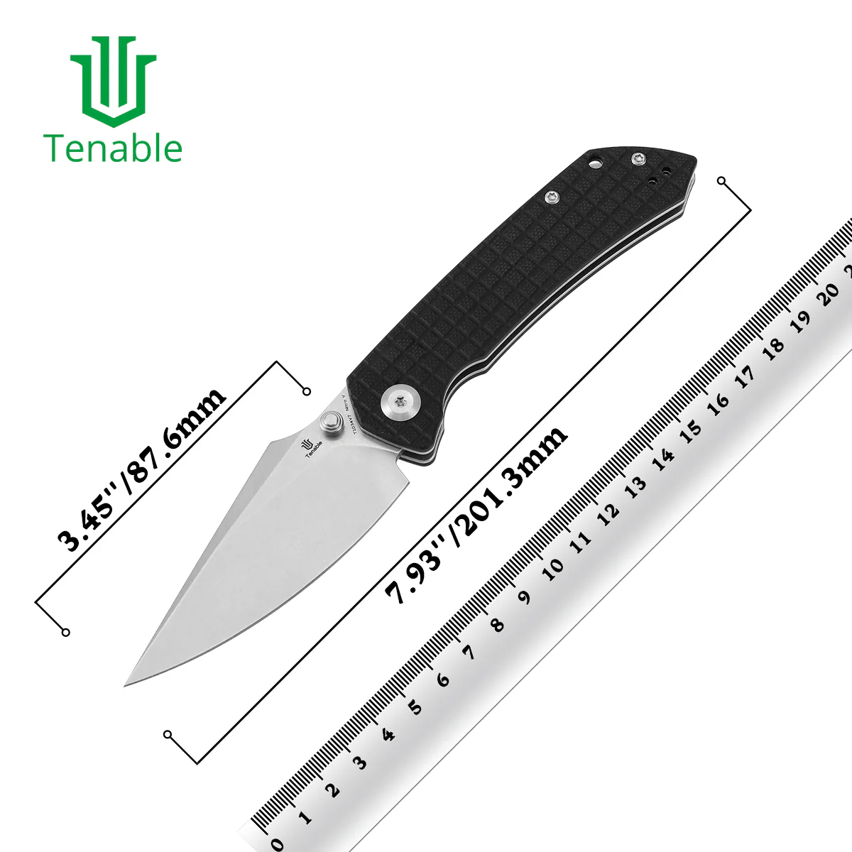 Tenable Fenrir Cross Bar Lock Folding Knife| Black G10 with Frag Pattern| 3.48“ Stonewashed Nitro-V Blade | Sparrow Knife Design | T1034V7 - Image 10