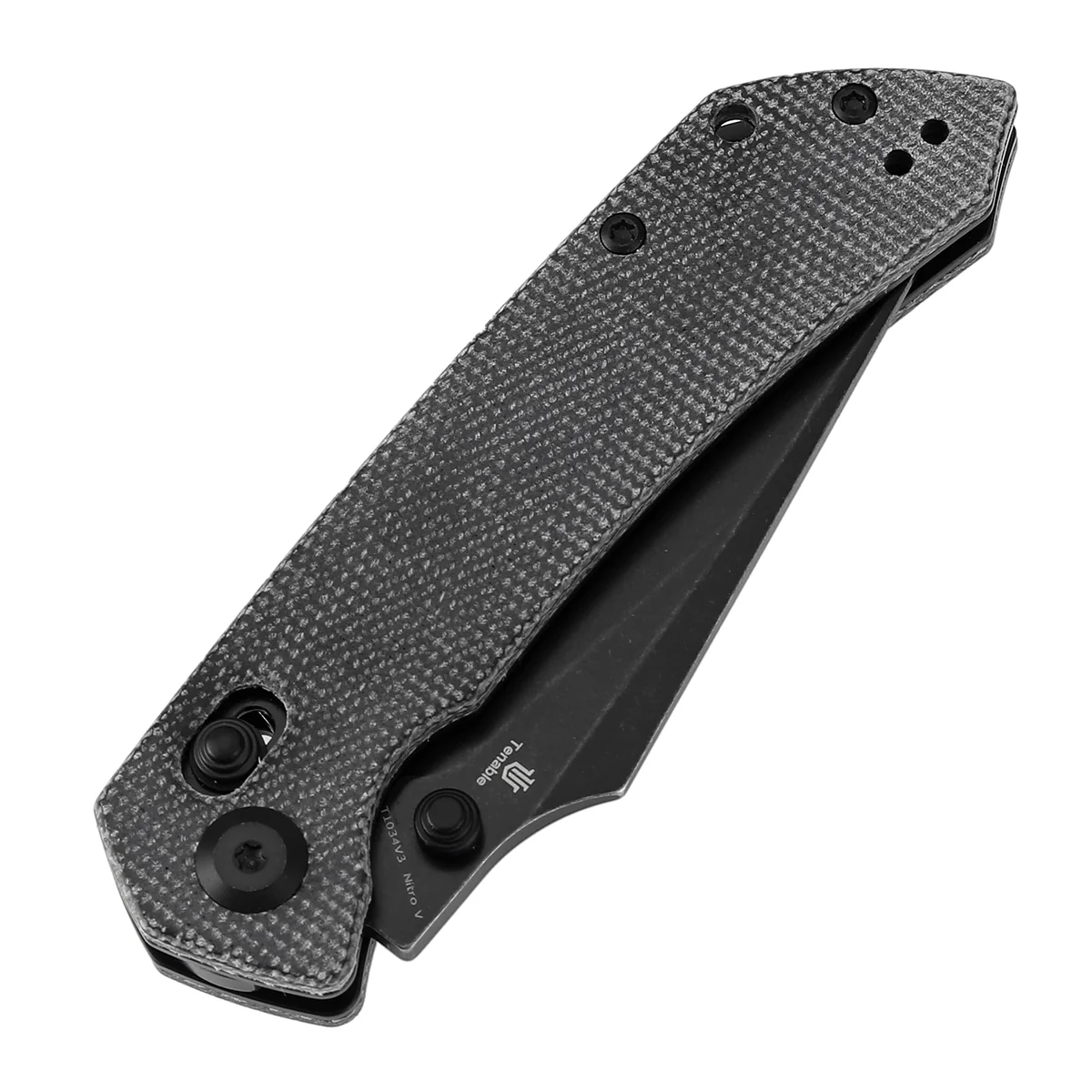 Tenable Fenrir Cross Bar Lock Folding Knife| Black Micarta | 3.48" Blackwashed Nitro-V Blade | Sparrow Knife Design | T1034V3 - Image 6