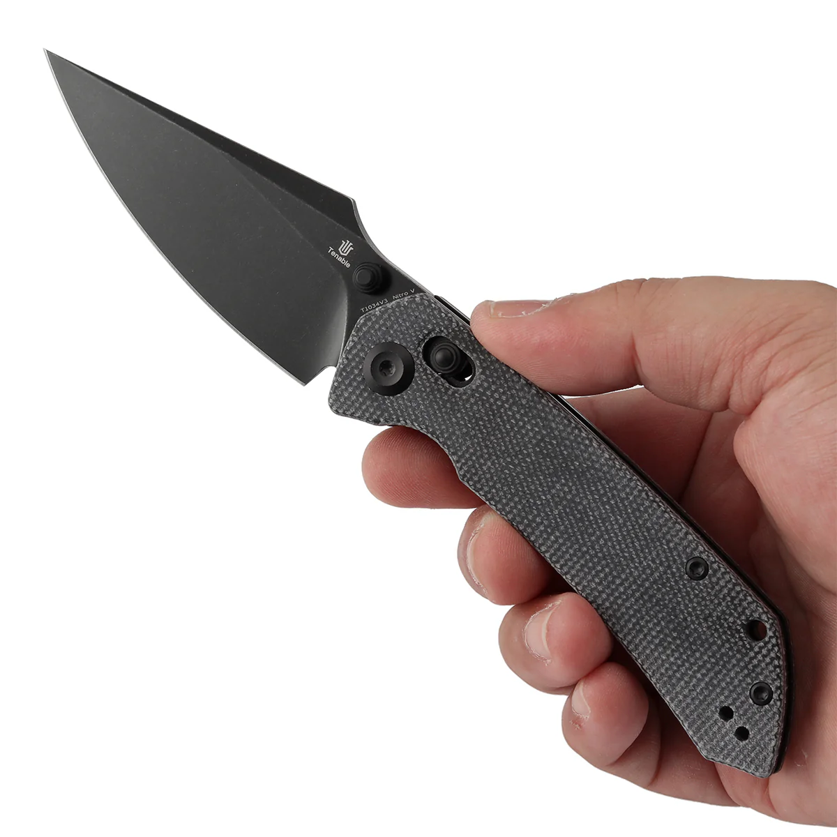 Tenable Fenrir Cross Bar Lock Folding Knife| Black Micarta | 3.48" Blackwashed Nitro-V Blade | Sparrow Knife Design | T1034V3 - Image 9